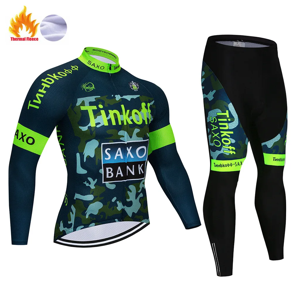 Tinkoff Зимняя Теплая Флисовая велосипедная одежда NW мужской костюм Джерси для езды на велосипеде MTB Одежда комбинезон комплект - Цвет: Cycling suit