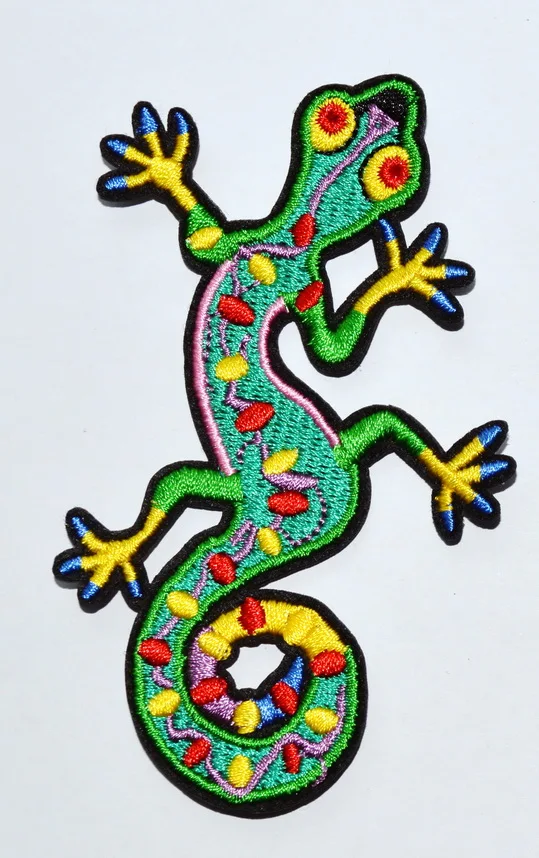 

1x вышитая утюгом аппликация Gecko-Юго-Западная ящерица, патч для утюга на утюге (размер около 7,5*10,3 см)