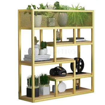 

Balcony Flower Shelf Shelf Simple Iron Multilayer Bookshelf Floor Type Living Room Screen Office Partition Display Shelf