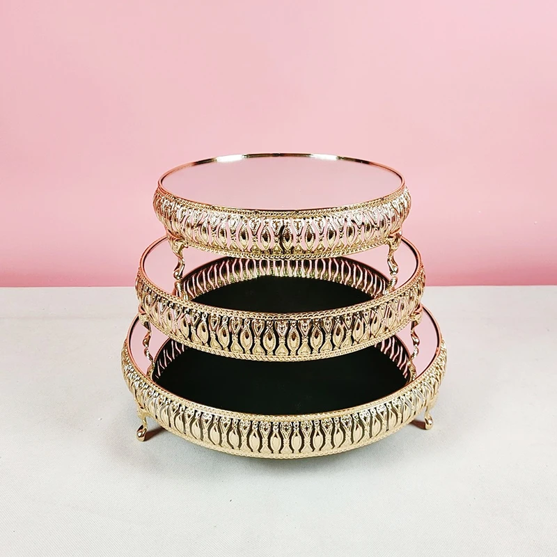 Cake Stand Set gold Crystal Metal Cupcake decorations Dessert Pedestal Party Display cake tray