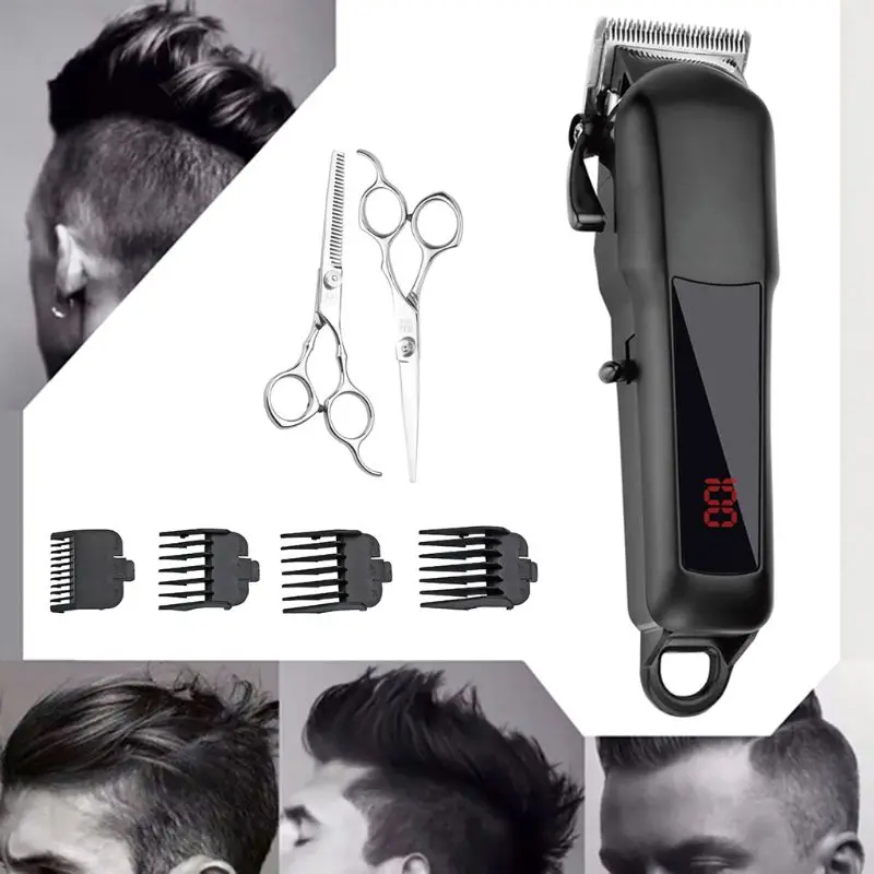 

LCD Professional Hair Trimmer Hair Clipper Rechargeable 2000mAh Lithium battery Hair Cutter for Salon Home U1JE