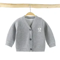 Winter/Autumn Baby Girls Boys Cardigan Sweater Tops Solid Children Clothing Newborn Infant Kids Baseball Jackets Coats Outerwear 6