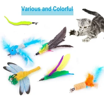 

Cat Interactive 8 Pieces Cat Feather Toys Stick Teaser Stick Toy Set Cat Toy Interactive Telescopic Stick (double Stick)