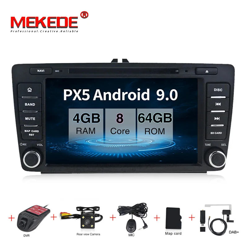 Flash Deal MEKEDE PX5 4+64G  android 9.0 car dvd gps navigation player For SKODA Octavia 2009-2013 car radio Multimedia stereo 8 core 0