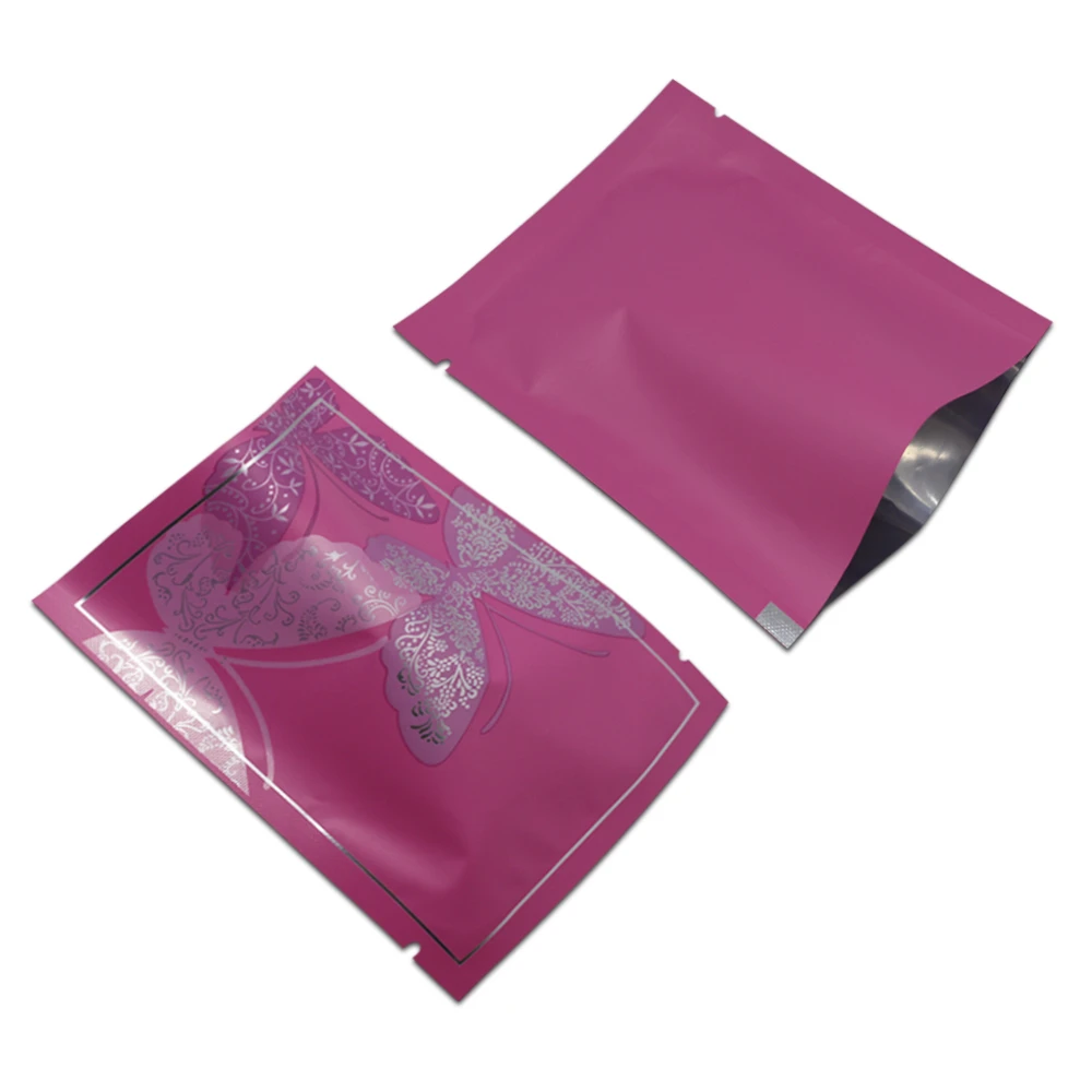 DHL Aluminum Foil Heat Sealable Open Top Coffee Tea Beans Package Pouch Mylar Purple Butterfly Pack Bag Food Vacuum Storage Bags