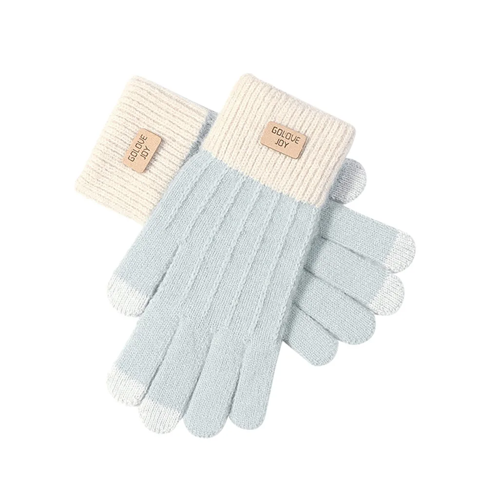 Guantes handschoenen женские милые теплые зимние перчатки для мобильного телефона мягкие хлопковые зимние тактические перчатки luvas gants femme - Цвет: Light blue
