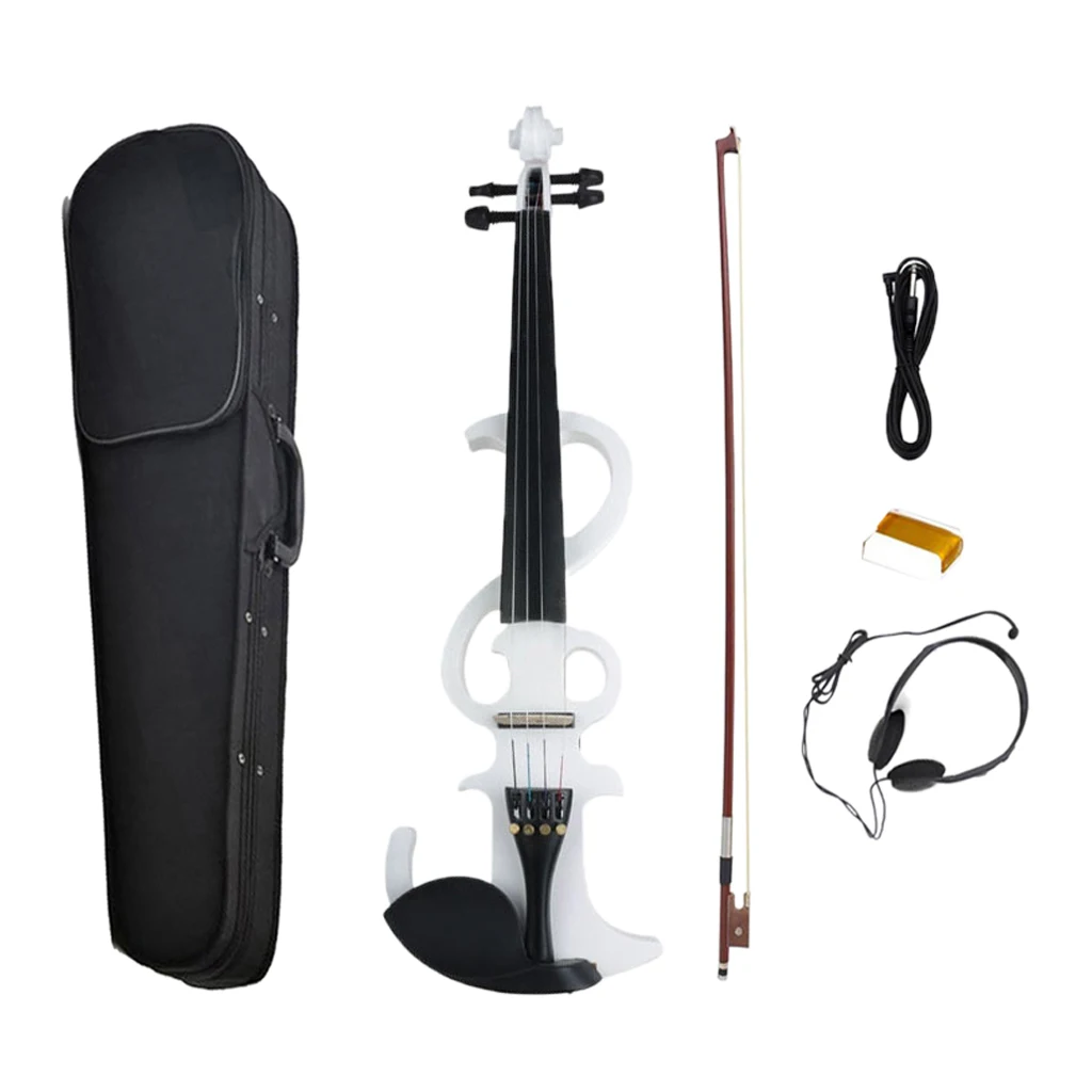 Белый 4-Струны Скрипки с бантом чехол канифоль кабель для наушников Violinist-4/4