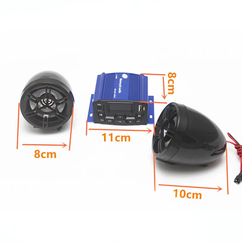 Мотоцикл противоугонные колонки USB аудио система стерео FM MP3 ATV Chopper на заказ для