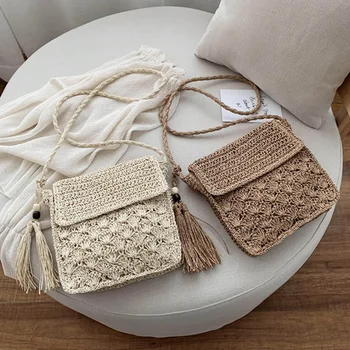 

Bohemian Wind Woven Straw Shoulder Bag, Wild Hollow Crossbody Bag, Trendy Beach Bag