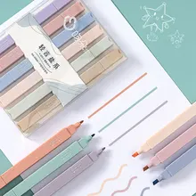 

Highlighters Pen 6 Pcs/Set Double Tip Pastel Color Kawaii Stationery Student School Magic Sketch Graffiti Stabilo Marker