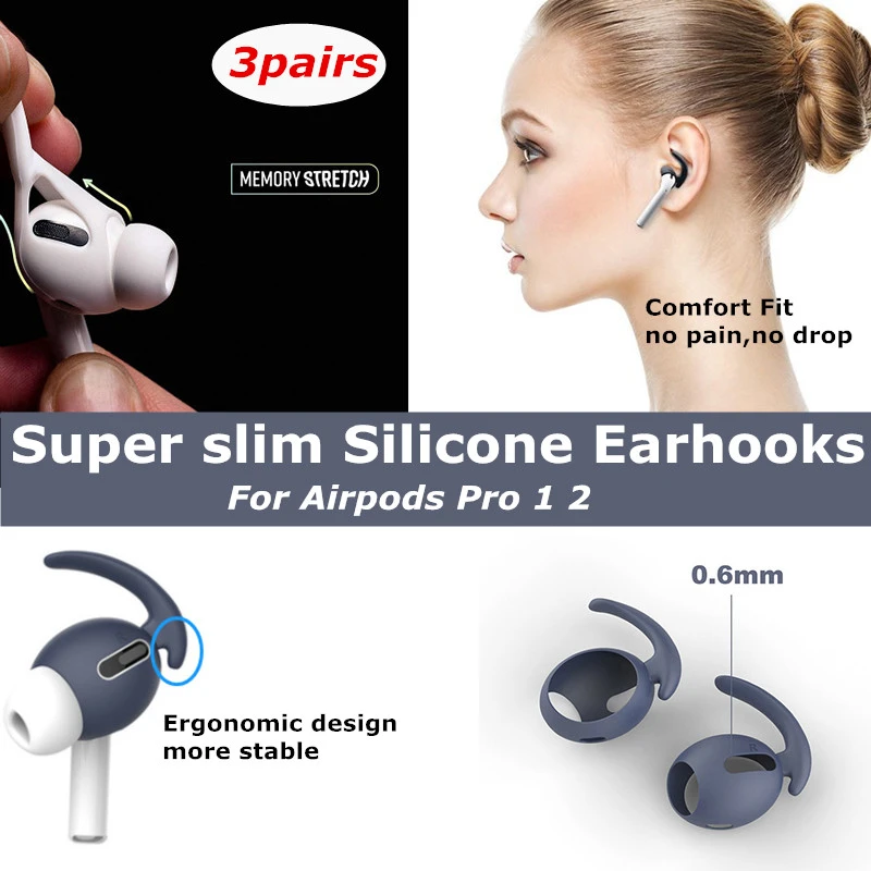 オーディオ機器 イヤフォン For Apple airpods pro 1 2 silicone earhooks holder anti lost noise slippery  for earpods ear pods android for Air pods accssories