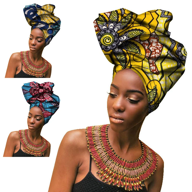 Женские аксессуары для волос традиционный принт тюрбан Африканский шарф модная головная повязка головной убор девушка оберточная бумага