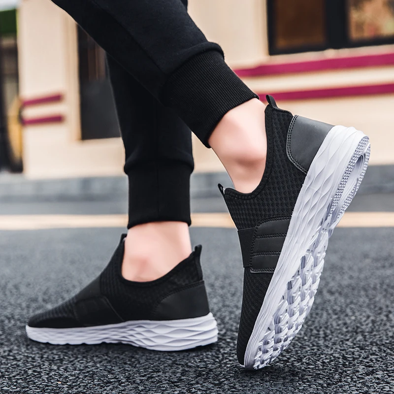 New men casual sports shoes summer lazy one pedal light shock absorption thick bottom running shoes black fashionable wild shoes New men casual sports shoes summer lazy one pedal light shock absorption thick bottom running shoes black fashionable wild shoes