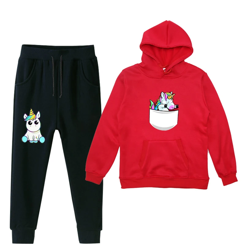Unicorn Autumn Winter Children Toddler Baby Boys Girls Clothes Hoodies Pants 2Pcs/set Outfit Infant Kids Casual Tracksuits - Цвет: 4