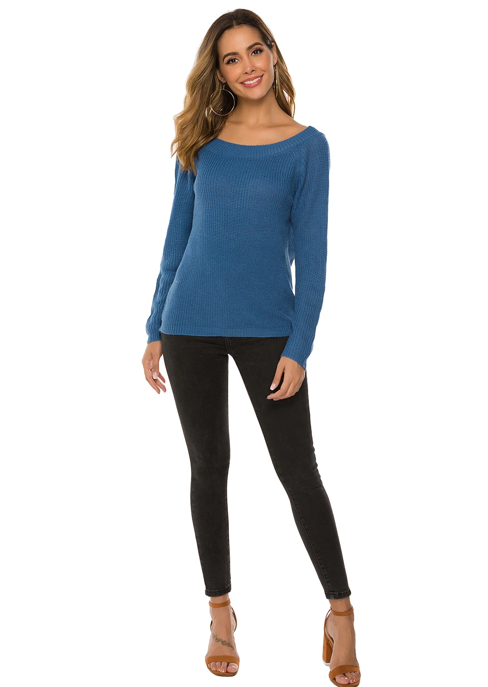 Женский свитер с V образным вырезом и открытыми плечами|Походные рубашки| |