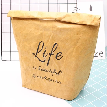 

Lunch Bag Brown Paper Office Waterproof Lunch Bag Thermal Insulation Food Container School