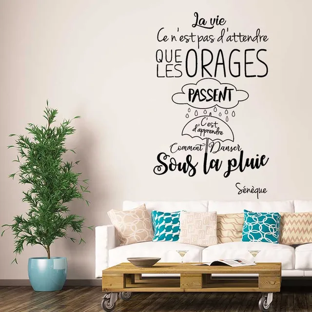 Sticker Citation La Vie Ce N Est Pas D Attendre Vinyl Wall Art Decal Wallpaper Living Room Home Decor Poster Seneque Room Decor Wall Stickers Aliexpress