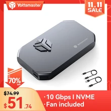 Yottamaster carcasa SSD MS2 MS3 M.2 NVMe, con ventilador de refrigeración, PCI E UASP, USB3.1, tipo C, adaptador externo M.2 NVMe, 10gbps