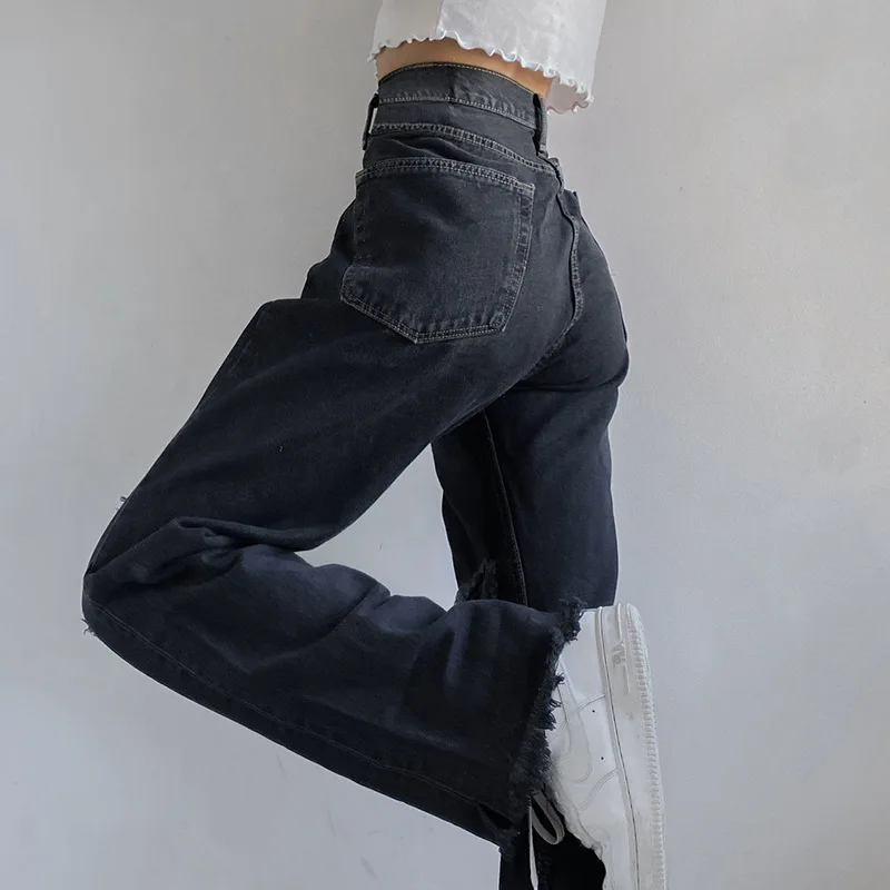 Celana Jeans Robek Lubang Lebar 
