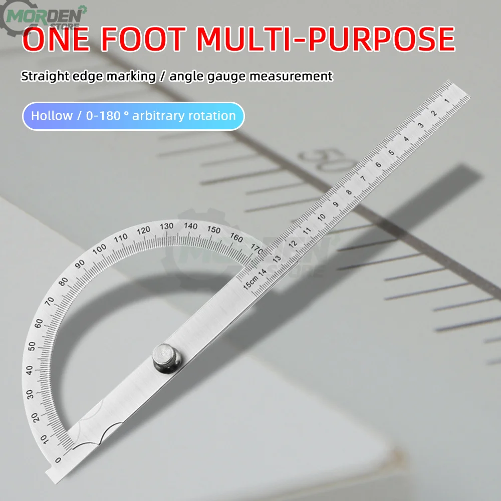 180 Degree Protractor Metal Angle Finder Goniometer Angle Ruler Stainless Steel Woodworking Tools Rotary Measuring Ruler Tools