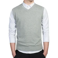 Pull classique en coton à col en v pour Homme, vêtement chaud, sans manches, couleur unie, 3xl, collection automne et hiver 100%