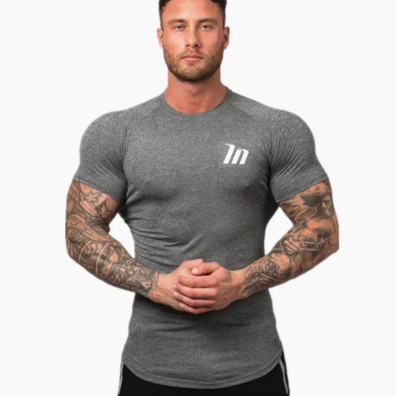 

New Arrival 2019 Summer Mens Fitness Bodybuilding Breathable Quick Drying Short sleeve t shirt men Gyms Casual Joggers tees tops