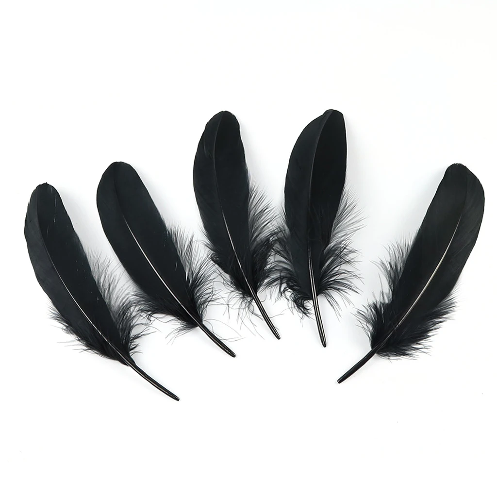 50pcs Natural Black Rooster Feathers Wing Feathers Rooster Feathers DIY for Hair Clip Cocktail Hat Earring Necklace