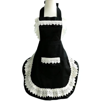 

Lovely Lace Work Adjustable Apron Home Shop Kitchen Cooking Women Ladies Aprons with Pocket for Gift