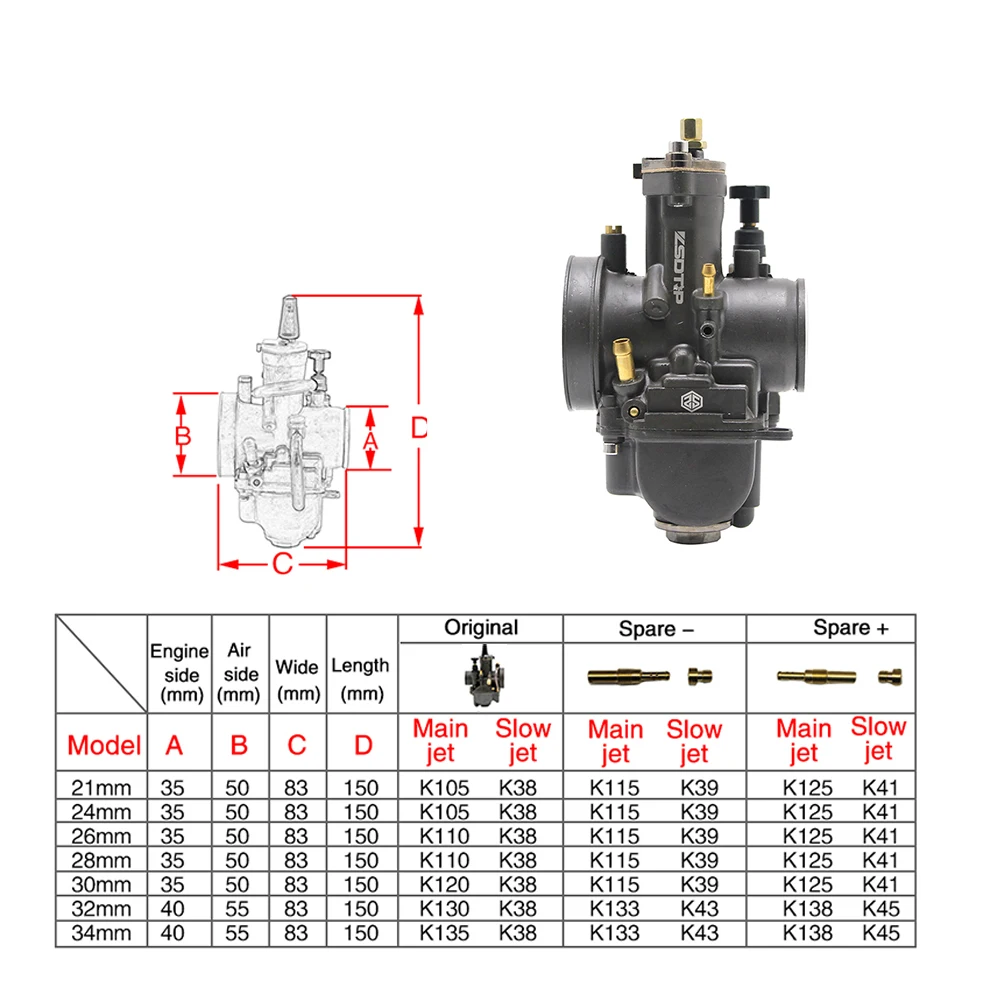 Карбюратор Alconstar PWK ZSDTRP для мотоцикла Honda Kawasaiki КАРБЮРАТОР класса А 28 мм 30 32 34