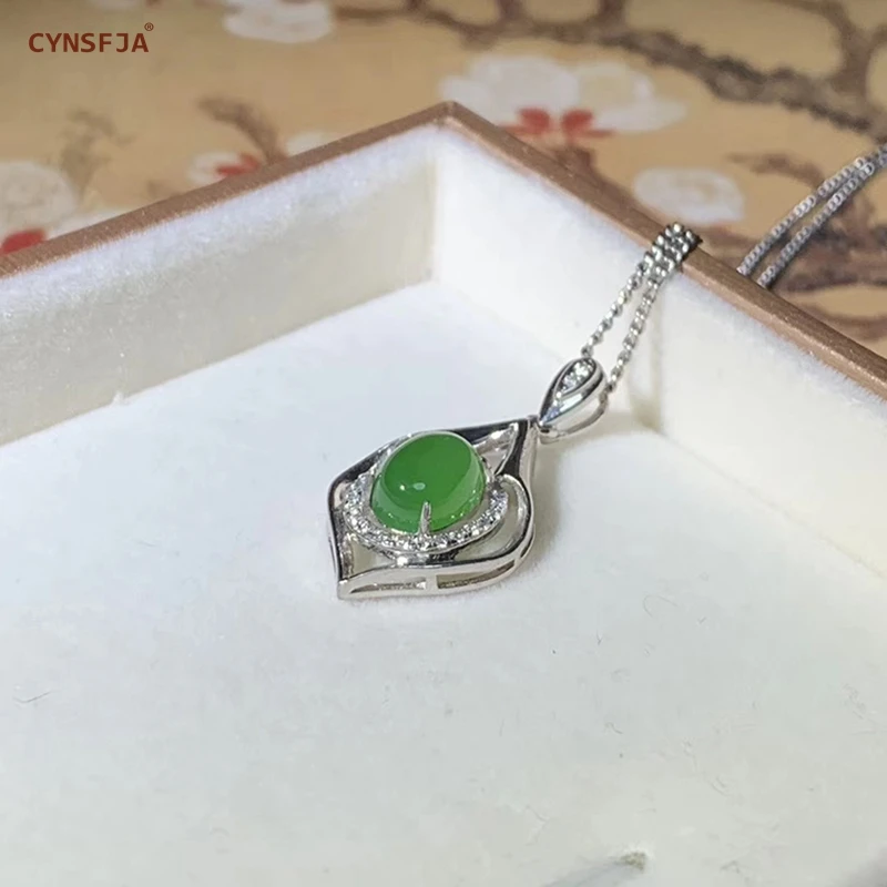 CYNSFJA настоящий Сертифицированный кулон, природная яшма 925 стерлингового серебра ручной работы счастливый амулет-подвеска нефрит кулон зеленый ювелирные изделия высокого качества лучшие подарки