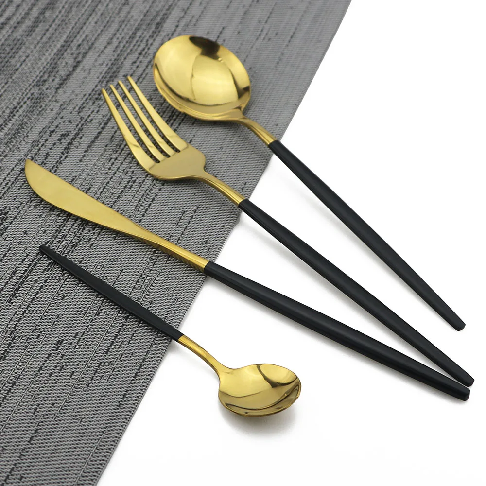 Cutlery Set Stainless Steel Dinnerware 16/24Pcs Kitchen Tableware Knife Fork Spoon Flatware