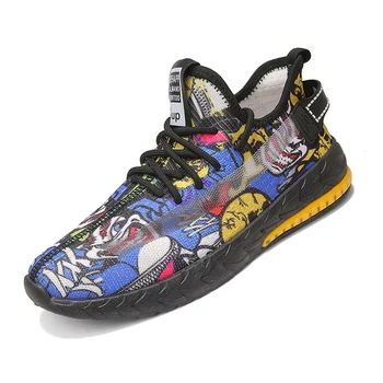 

Anime Print Summer Shoes Men Casual Shoes Lace Up Men Trainer Shoes Light Walking Shoes Men Sneakers Zapatillas Hombre