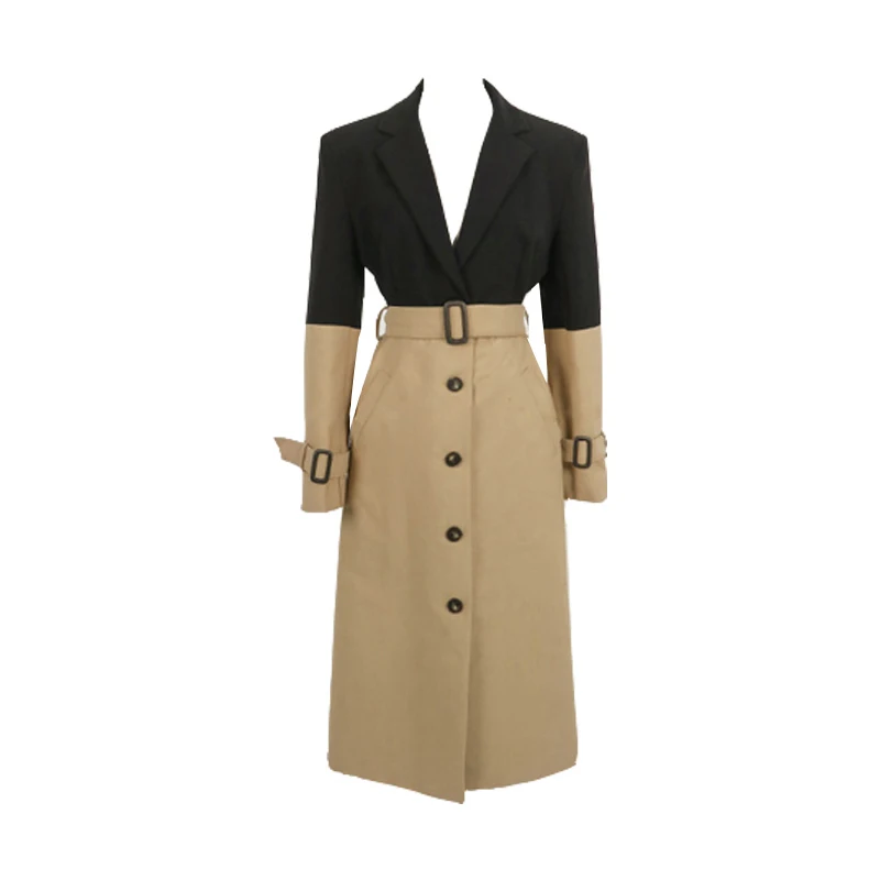 Fashion women comfortable patchwork trench new arrival autumn winter temperamental cute high quality trend outerwear long coat