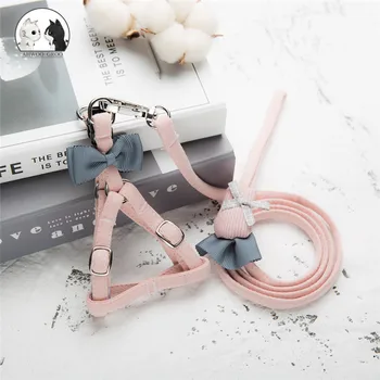 

Cute Rabbit Dog Harnesses Leashes Set Adjustable Double Layer Dog Cat Harness Outdoor Walking Collar Leash for Small Medium Pet