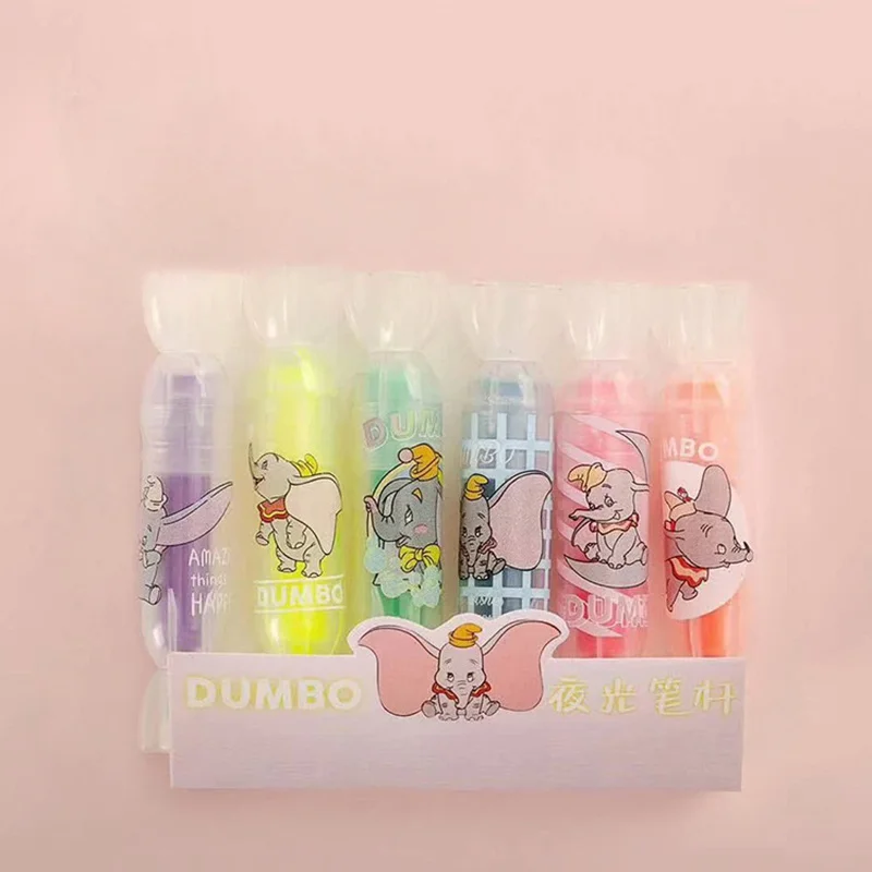 4 шт./набор милые разноцветные маркеры Dumbo с мультяшным слоном светящиеся цветные