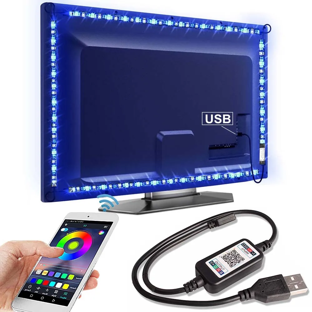 Светодиодная лента RGB SMD 5050 для подсветки телевизора гибкая декоративная