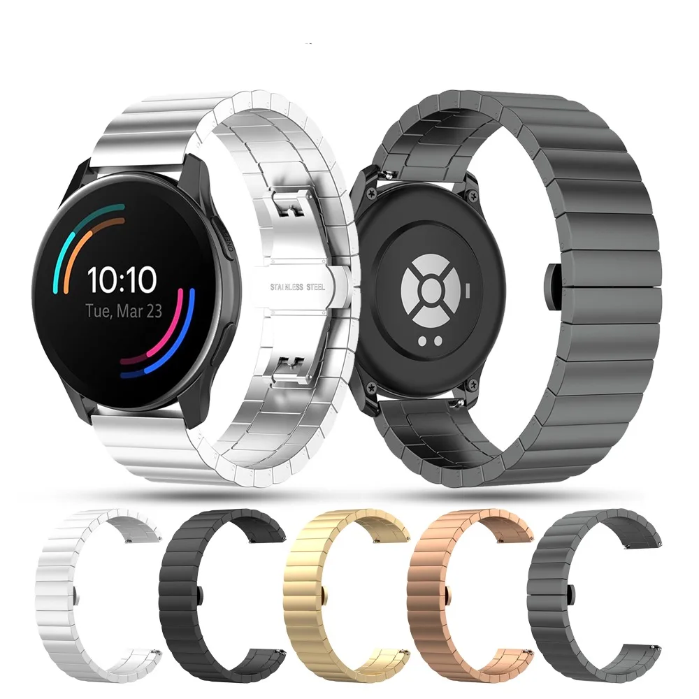Metal strap for Samsung Galaxy watch/Huawei watch 3/Amazfit GTR stainless steel butterfly buckle strap for Huawei GT2 22mm 20mm