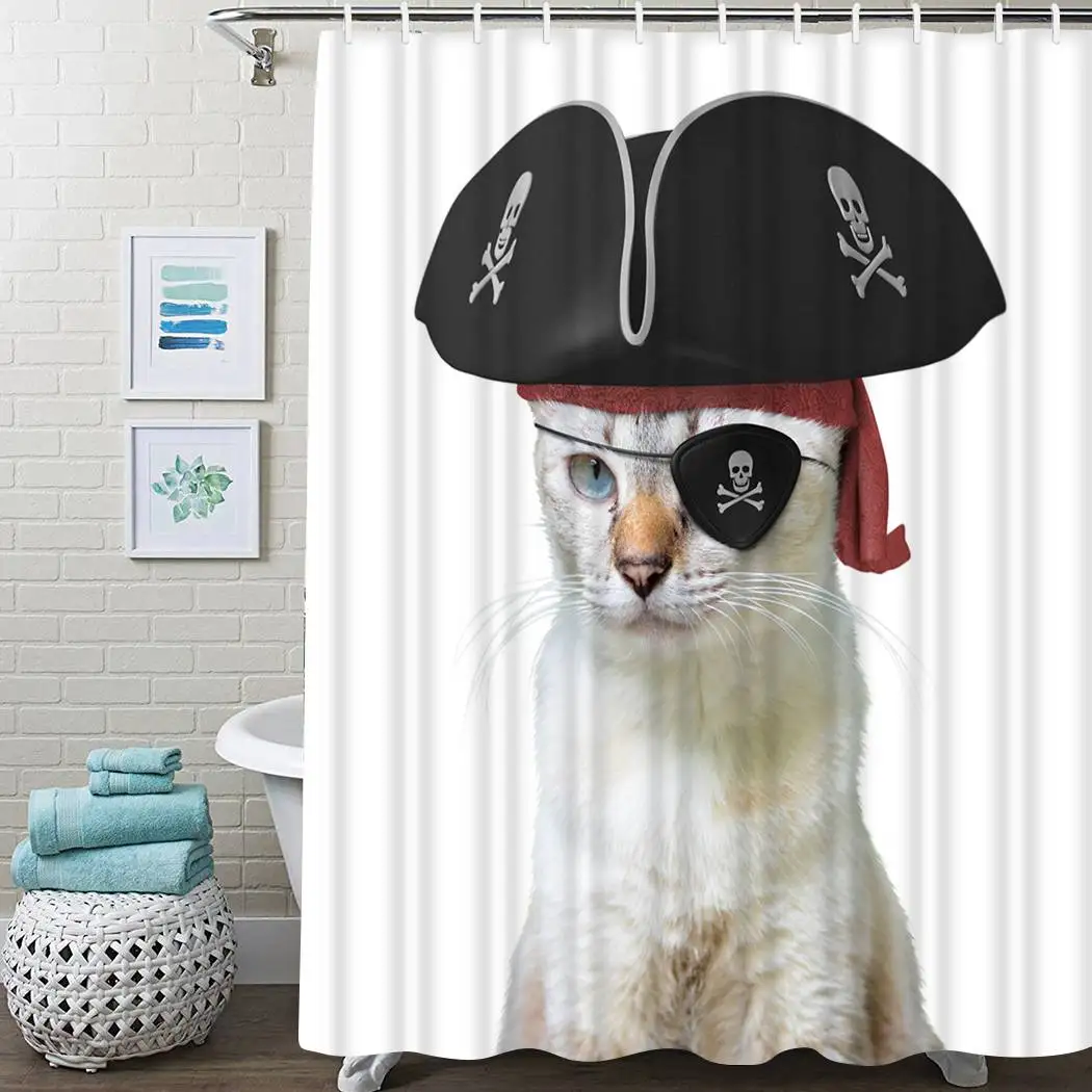 Cute And Funny Animal Shower Curtain Pirate Shower Curtain Waterproof