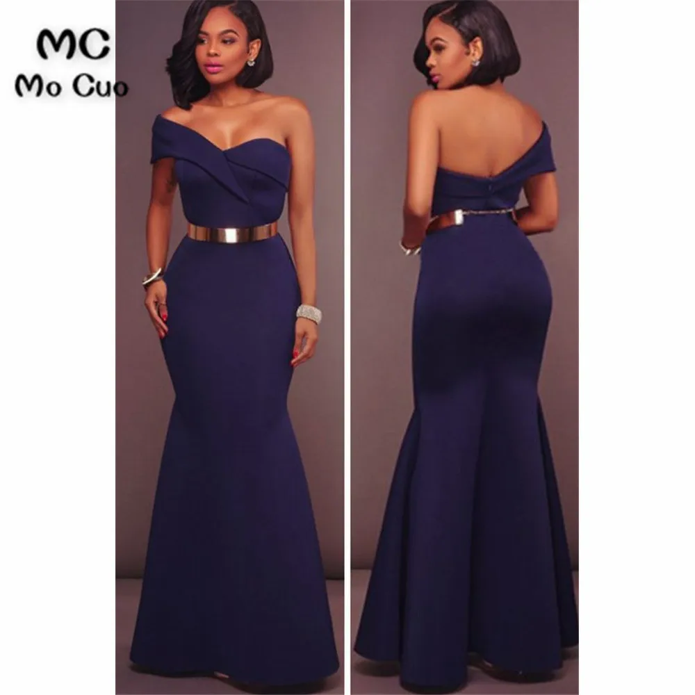 dark blue one shoulder dress