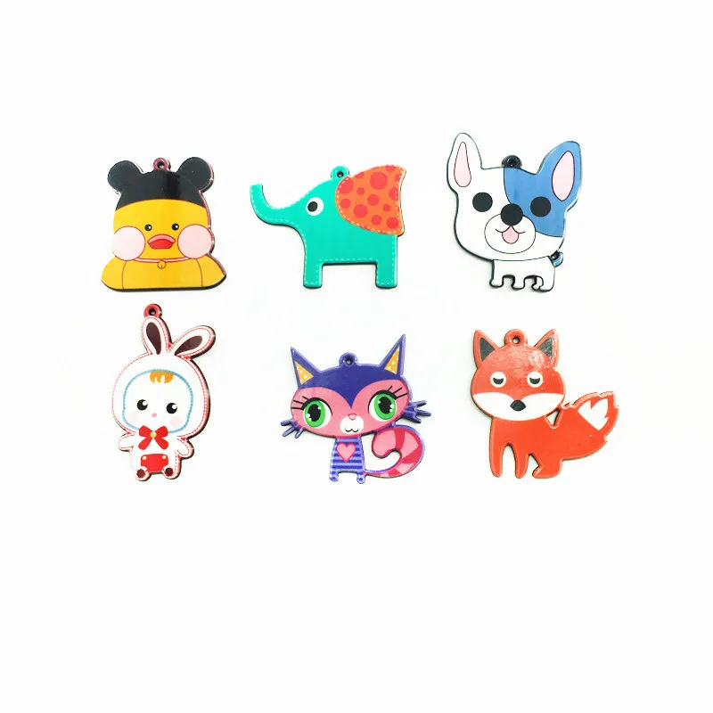 

10Pcs/lot DIY Acrylic Resin Crafts Flat back Resin Planar Cartoon Animals Cat Dog Fox Elephant DIY Jewelry Pendant Accessories