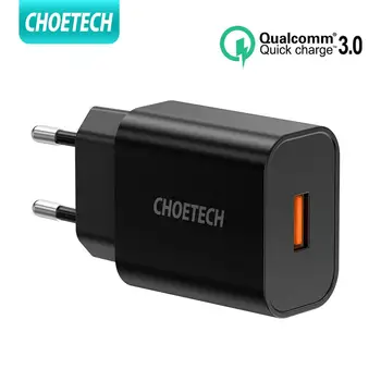

Choetech Fast Charger QC 3.0 18W Quick Charge for Samsung S10 S9 S8 Plus Xiaomi My A2 A3 Mi9 Mi8 Redmi Note 7 note 6 Pro BQ
