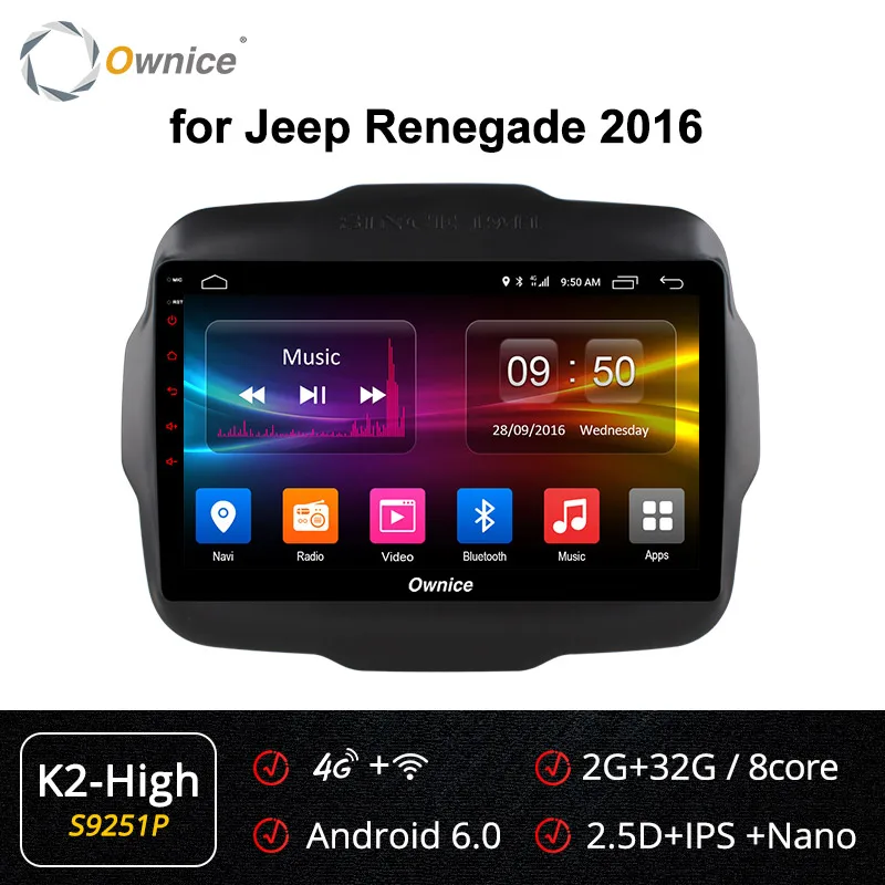 S9251 K2-High Ownice K2 K3 K5 K6 Android 8,1 8 ядерный автомобильный радиоприемник gps Navi плеер для Jeep Renegade 2 Гб ram 32 ГБ rom 360 pano ram a DSP 4G LTE - Цвет: S9251 K2-High