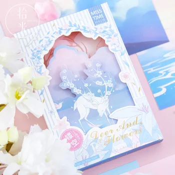 

30 Pcs Deer and Flowers Hollow Postcard DIY illustration Greeting Cards Message Card Journal Decoration