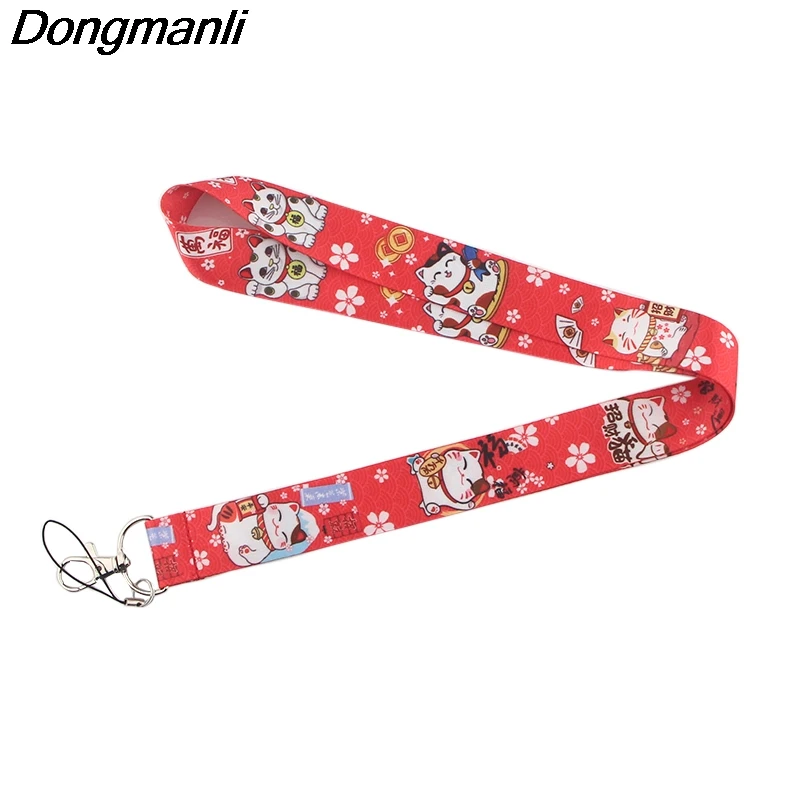 PC208 милый Счастливый Кот Брелок бейдж со шнурком ID Lanyards/Мобильный телефон Веревка/ключ нашейные ремешки Ремешки