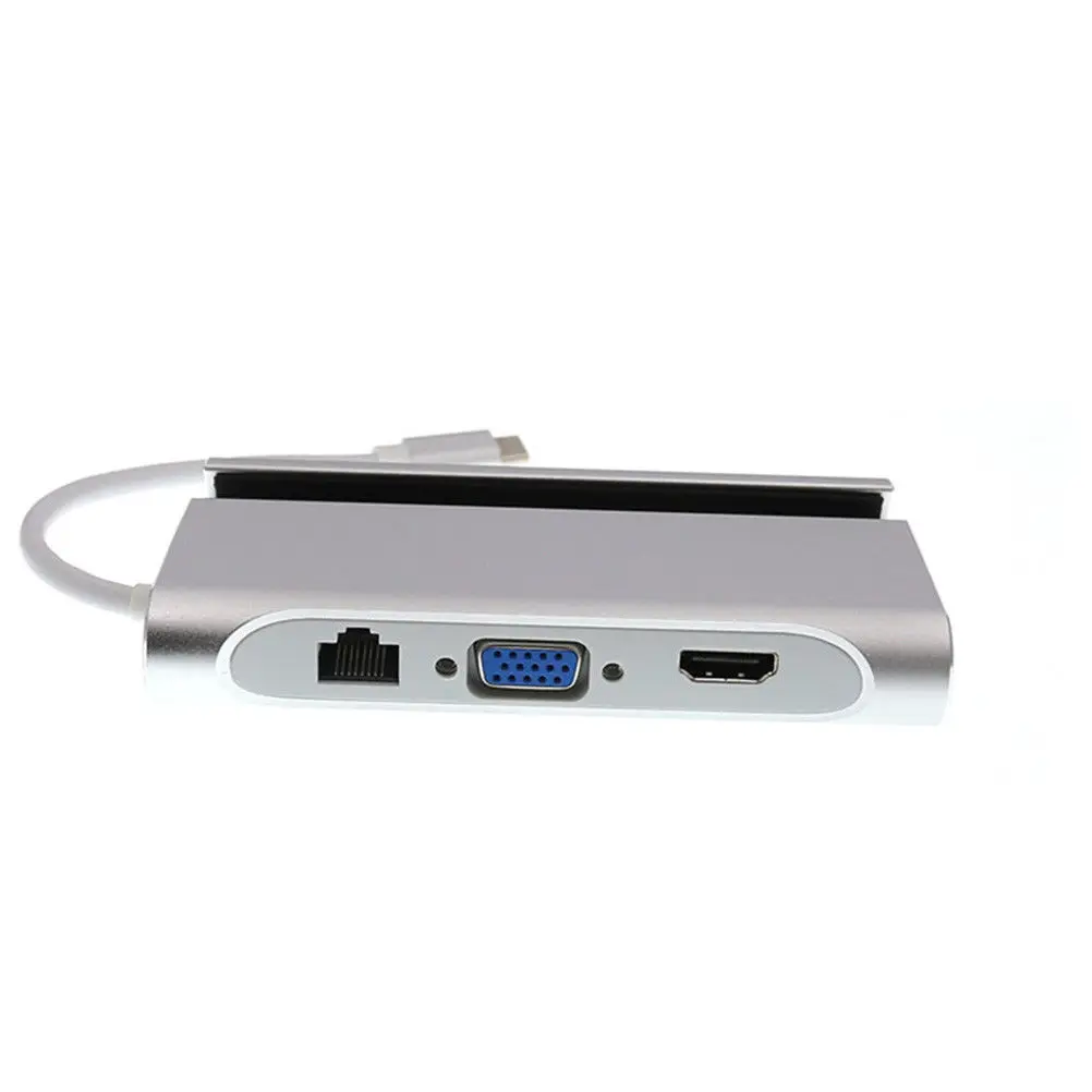 7в1 Usb C до 4K Hdmi Vga Rj45 Ethernet Usb 3,1 порт type C зарядный адаптер концентратор серебристо-серый