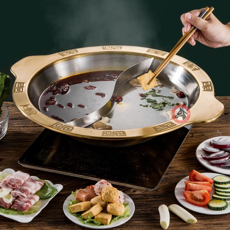 36/38cm Stainless Steel Gas Induction Cooker Chinese Hot Pot