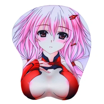 

QQQRGB 3D Mouse Pad Mat Ergonomic Sexy Breast Oppai Busty Boob Anime Girl Gamer Wrist Rest Mousepad for Laptop PC Keyboard