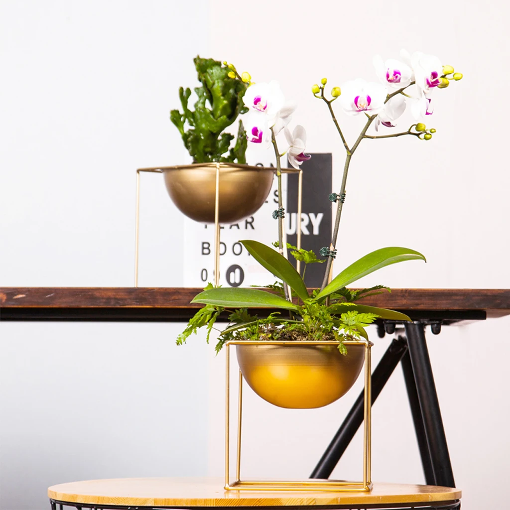 Современный стиль бонсай цветочный горшок с подставкой садовое растение металлический железный горшок домашний декор вход люкс золото