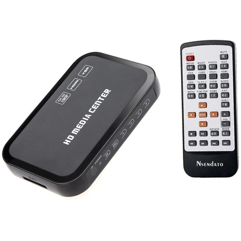 

Eu Plug Full Hd 1080P Media Player Center Multimedia Video Player With Hdmi Vga Av Usb Sd/Mmc Port Remote Control Ypbpr Cable Mk