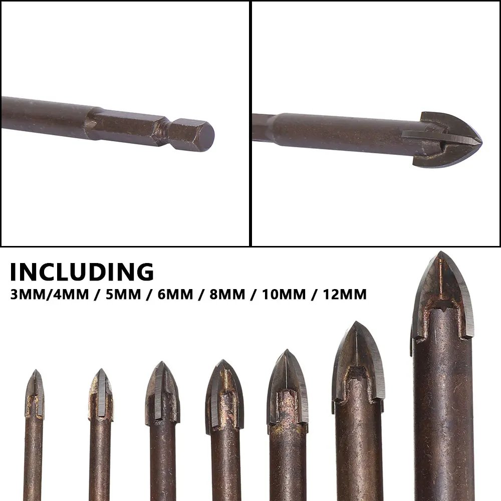 7 шт./компл. шестигранные биты для плитки стекло керамика отверстие бетона сплав